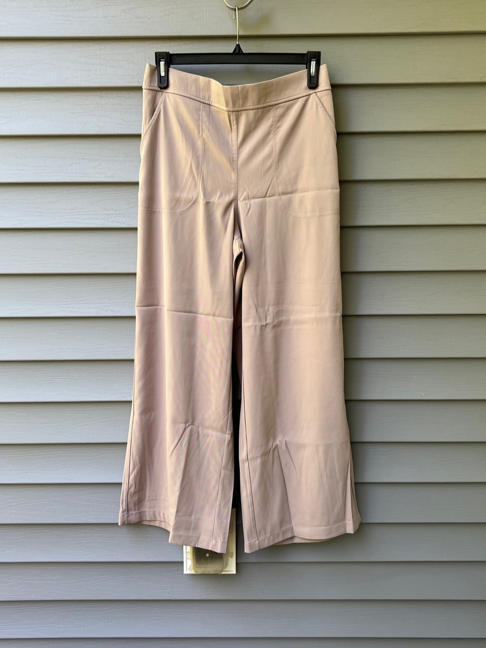 Max Studio Women’s XL Wide Leg Pants Tan Stretch Elastic Waist Relax Fit